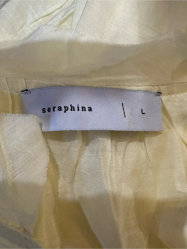 Seraphina Light‑Yellow Boho Blouse with Seashell Buttons Size Large Yellow - Image 13