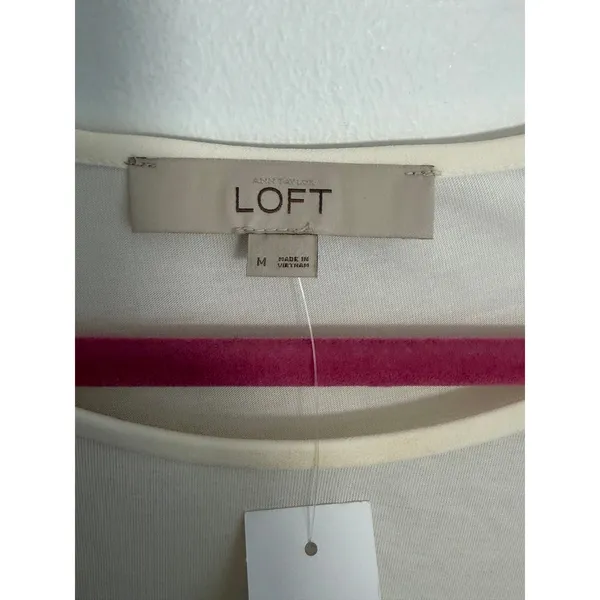 Ann Taylor Loft Cream Long Sleeve‎ long top size medium NWT - Image 2
