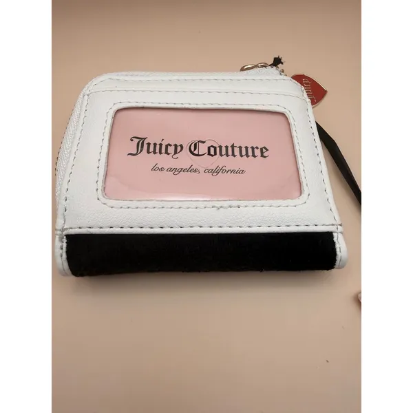 Juicy Couture Sweet‎ Juicy L-Zip Card Case Wallet Black Velour Strawberry NEW - Image 4