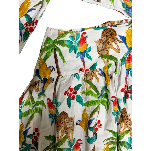 Farm Rio Tropical‎ Paradise One Shoulder Cut Out Midi Dress Women's Size Large - Image 8