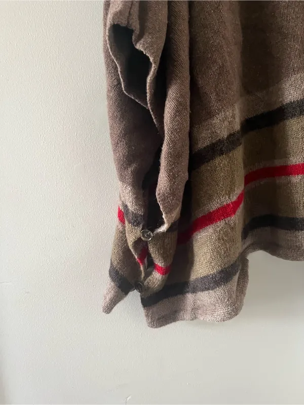 Loft Brown Cowl Neck Wool Blend Knit Poncho Sweater XS Equestrian Fall Oversized - Image 4