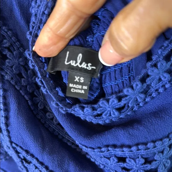 LULUS Blue Mini Dress w/ Crochet Trim Size XS - Image 11