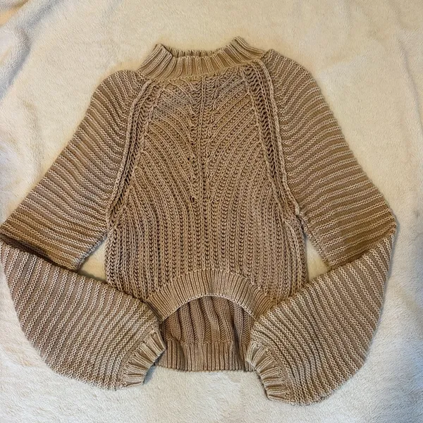Free People Sweetheart Tan Mock Neck Sweater - Image 2