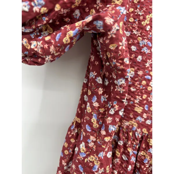 Sezane‎ Women Red Floral Maxi Dress Sz 36 Peasant Boho Cottagecore Feminine - Image 9