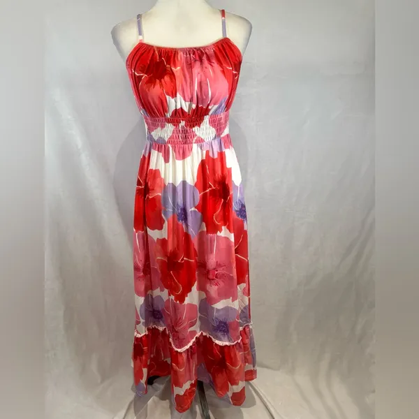 Grace Karin smocked ruffle floral maxi dress with pockets size medium - Image 6