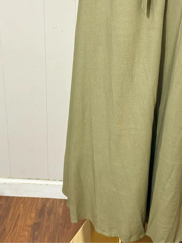 VICI Olive Green Halter Cutout Maxi Dress Linen Blend Open Back Size Large - Image 5