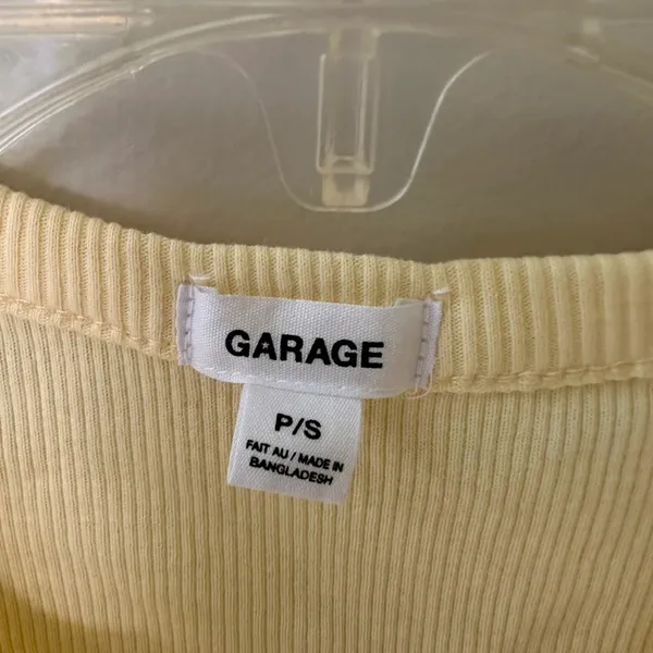 Garage butter yellow ribbed knit Henley tank top - Image 2