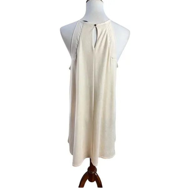 Lila Clothing Co Champagne Shimmer Halter Swing Mini Dress Large - Image 3