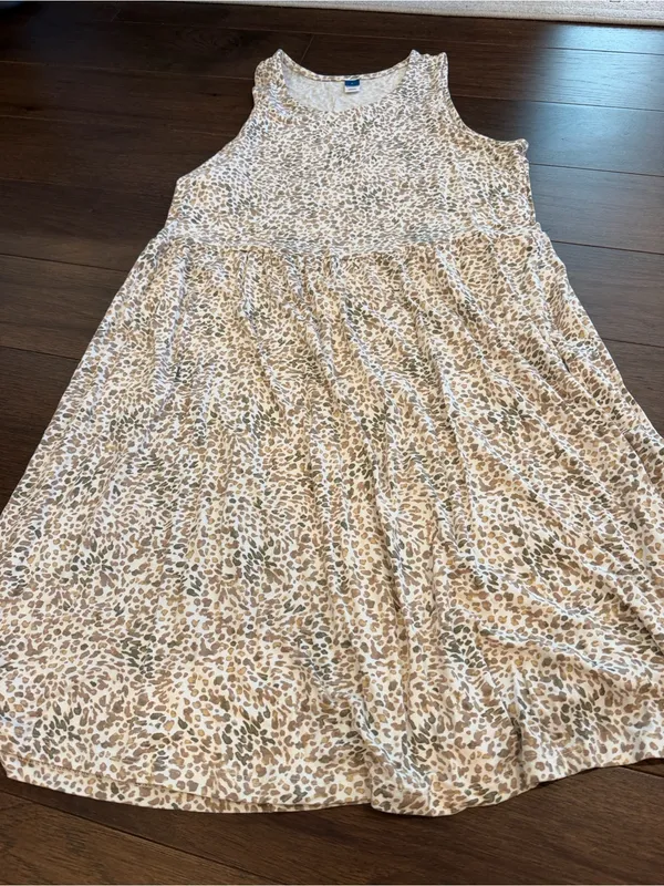 Old Navy Tan Leopard Print Dress Size Medium - C8-099 - Image 4