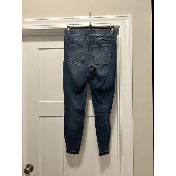 SPANX Size Large Dark Wash Skinny Pull-on Jeans Denim Shapewear Tummy Control - Image 7