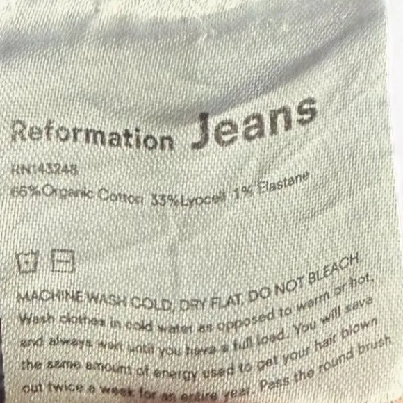 Reformation Slim Straight Leg Jeans Washed Black Denim Button Fly Size 25‎ - Image 8