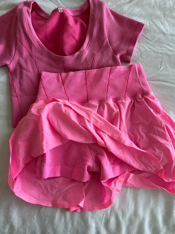 Aerie Women’s Pink Seamless Crop Top & Skirt Set - Image 2