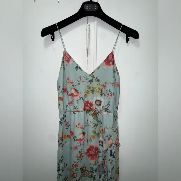$395 Alice+Olivia Mabel Light Blue Floral Midi Dress 0 - Image 4