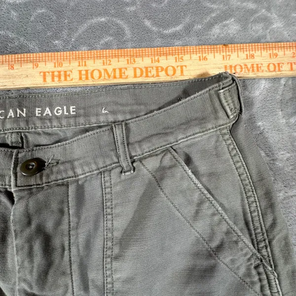American Eagle Women 14 Olive Green Utility Cargo Pants High Rise Button Fly - Image 6