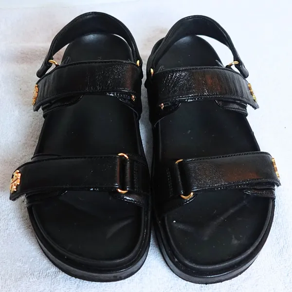 Tory Burch Black Kira Sport Strappy Sandal Gold Logo Size US 9 (w/ OG Box) - Image 2