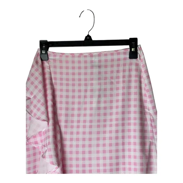 Sökie Collective Skirt Women Small Pink White Gingham‎ Ruffle Midi NWT Preppy - Image 3