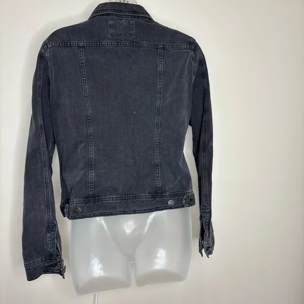 Massimo Dutti Black Button up denim jean jacket size medium casual - Image 3