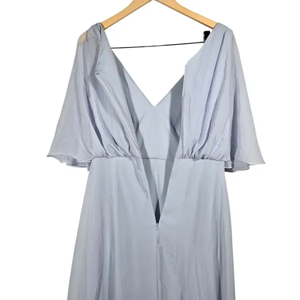 After Six Style 1565 Silver Dove Chiffon Flutter Sleeve‎ V Neck Maxi Dress 6R - Image 5