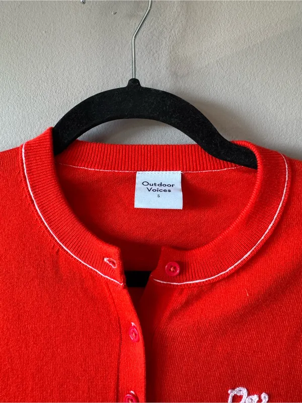 Outdoor Voices NWOT Women’s 100% Cotton Red Button Down Cardigan Size‎ Small - Image 4
