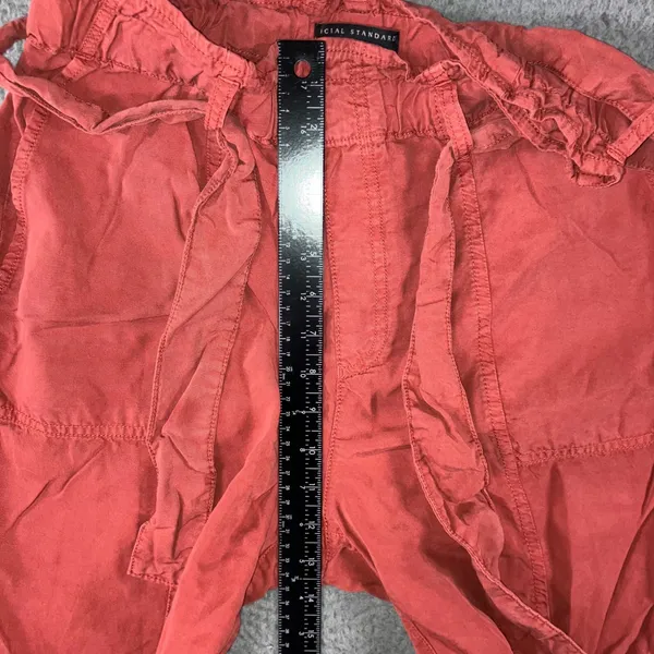 Social Standard Paperbag Waist Pants Women M Coral Red High Rise Boho Tencel‎ - Image 4