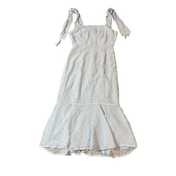 NWOT Lulus Size Small Bimini Periwinkle Blue Swiss Dot Tie-Strap Midi Dress - Image 3