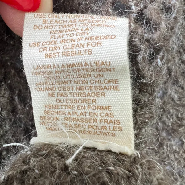 Free People Rosie Lee Poncho‎ Medium Brown Open Knit Ruffle Hem Boho Oversized - Image 6