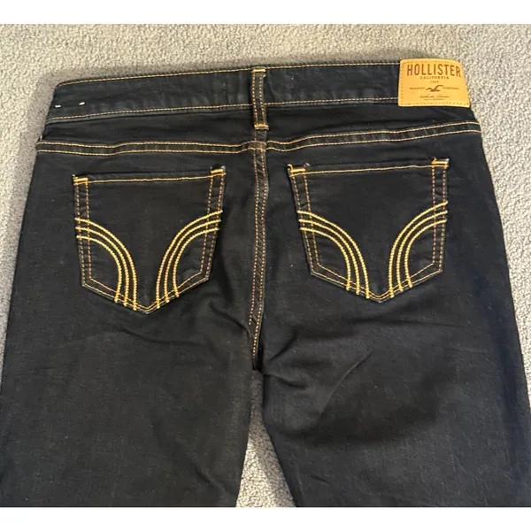 Hollister Jeans Womens Size 5 Straight Leg Low Rise Dark Wash Stretch Denim Y2K - Image 5