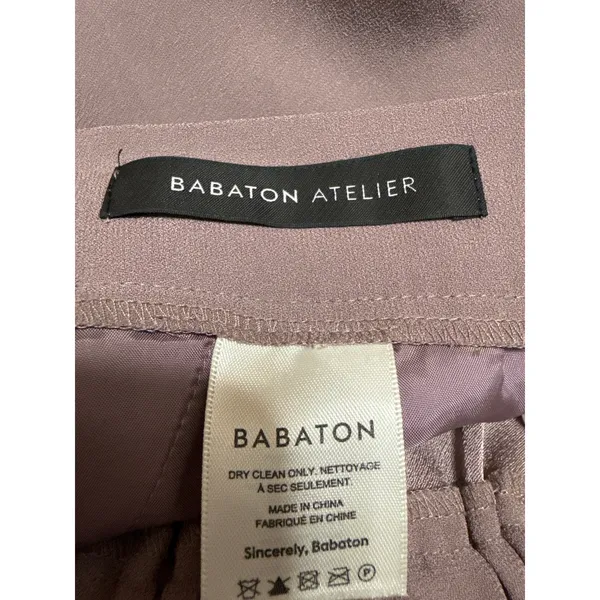 Aritzia Babaton Purple High Rise Pleated Tapered Cropped Trousers Pants Size 4 - Image 5