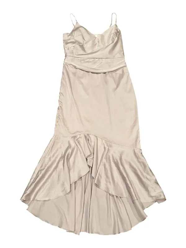 Chi Chi Minka Satin Slip Dress Long Bias Cut Blush Champagne Color Uk 14 - Image 3