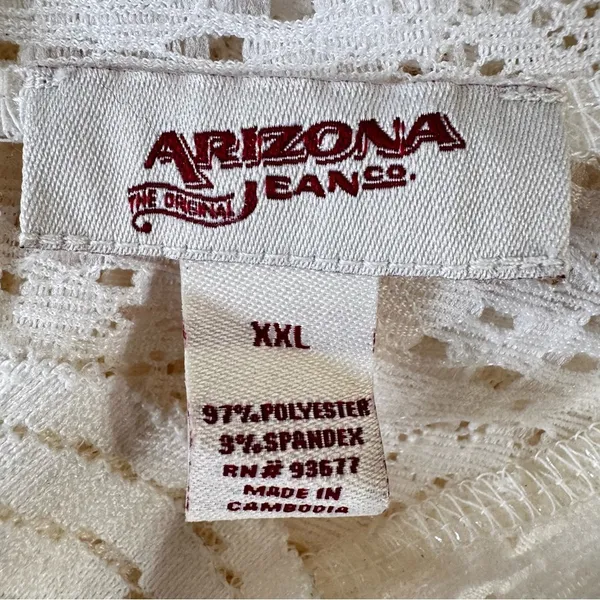 Y2K 90s Ivory Lace Mock Neck Ruffle Top Victorian Boho Vintage Arizona Jeans XXL - Image 6