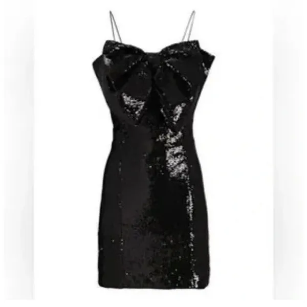 RONNY KOBO Sequin Embellished Lindsay Bow Front Mini Dress Black Women’s Size S - Image 8