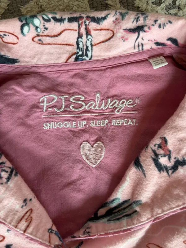 P.J. Salvage Wild Heart Pajama Flannel Shirt Sz Small Country Cowboy Horse X9 - Image 4