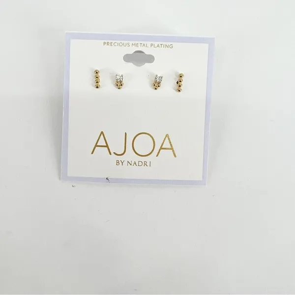NWT AJOA Lala 2‎ Pack Gold Stud Earrings Minimalist - Image 2