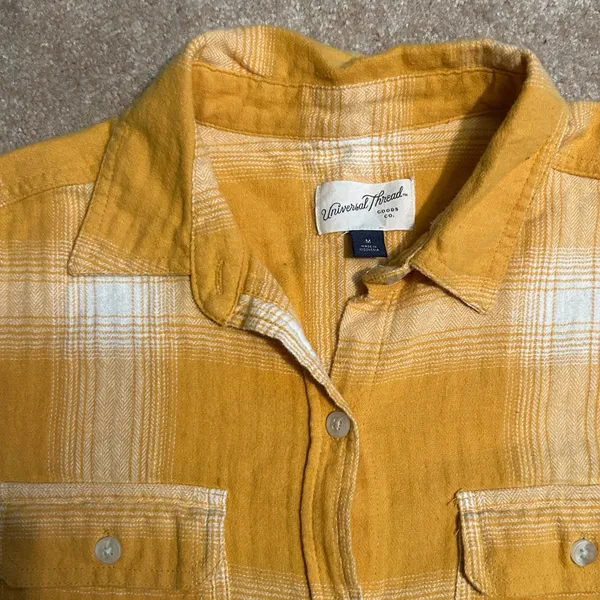 Universal Thread Yellow Plaid Button-Down Shirt - Image 3