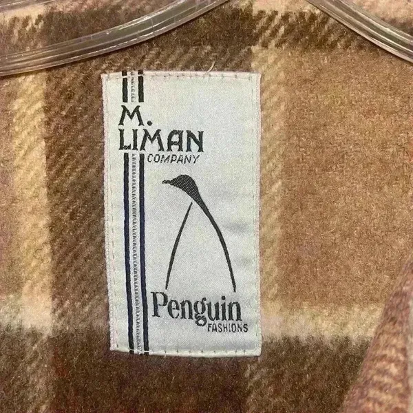 Vintage M Linman wool Burberry pattern Coat Brown - Image 4