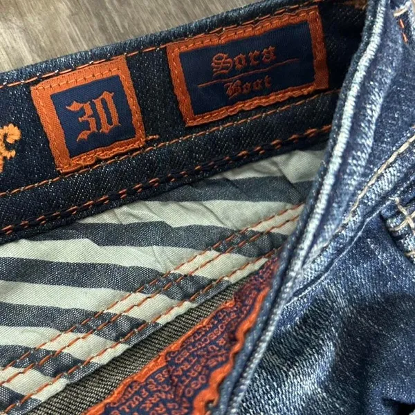 Rock Revival Size 30x34 Sora Boot Cut Jeans - Blue Flare Denim with Embellished - Image 4
