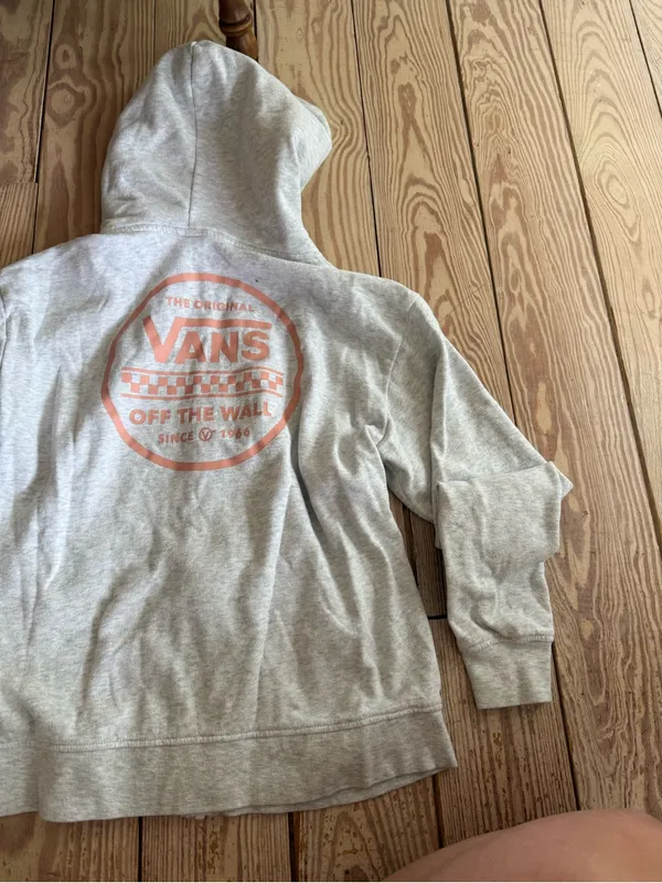 Vans Light Grey Full-Zip Hoodie Size S - Image 3