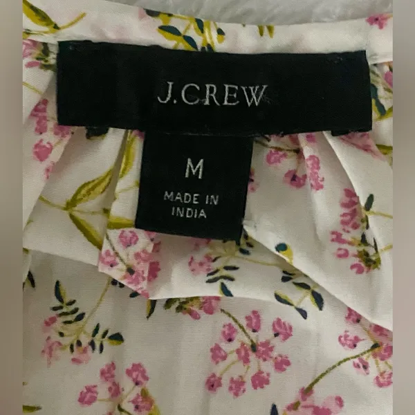 J.Crew Tie-Sleeve Button-Front Cotton Poplin Blouse Meadow Floral Cottagecore M - Image 9