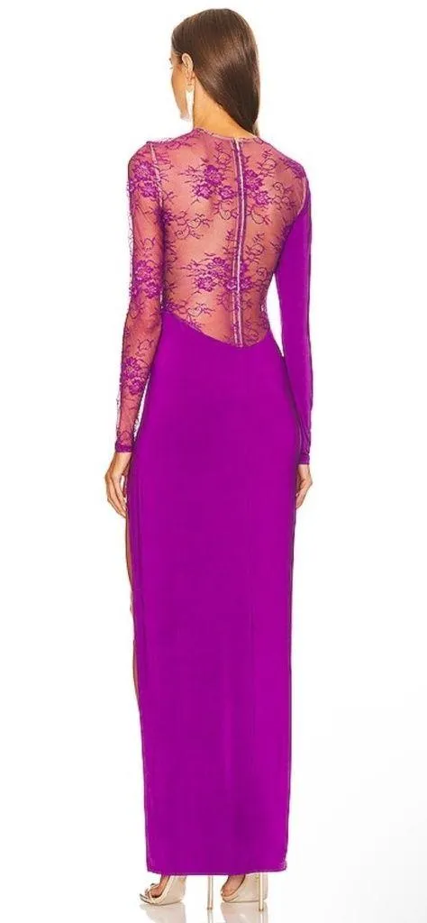 Michael Costello X Revolve Hillary Lace Gown In Purple - Image 2