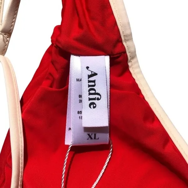 Andie Swim NWT The Bells Bikini Top Poppy Red White Trim Sporty Chic XL - Image 5