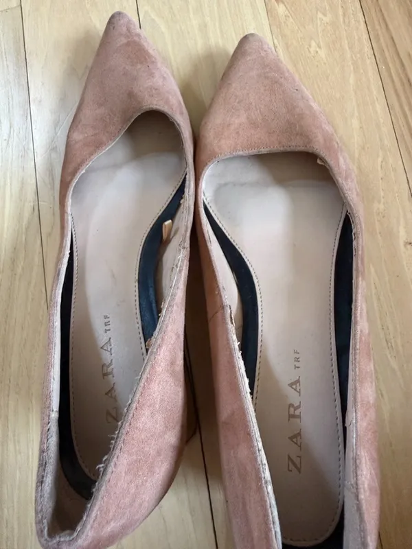 Zara Pink Suede Heels  - Image 7