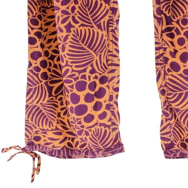 Sundance Orange Purple‎ Floral Abstract Print Pull on Pants Coastal Lagenlook M - Image 4