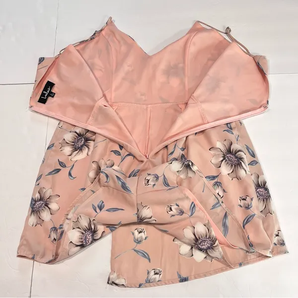Lulus Magical Meadow Blush Pink Floral Print‎ Skort Dress LARGE - Image 8