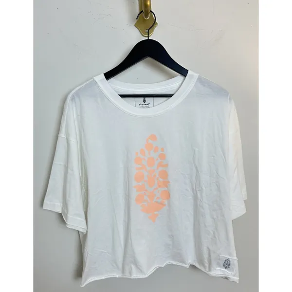 FREE PEOPLE Movement Inspire Cotton Graphic T-Shirt in White/ Peach Size Large - Image 3