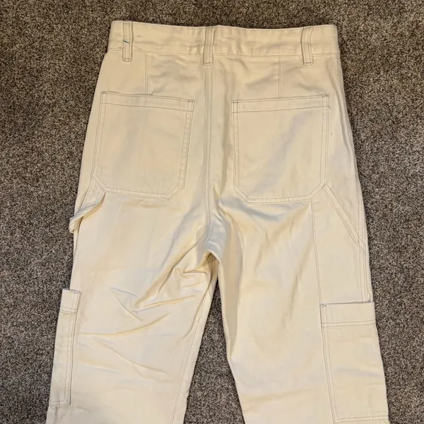 H&M Women Beige Utility Cargo Pants Size US 6 - Image 3