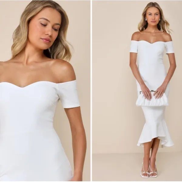 LULU's Bridal Shower Chic Modern Sexy Minimalist Mermaid Trumpet Midi Dress - Image 2