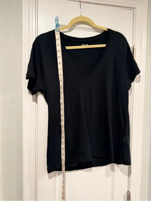 NWOT Madewell Size L Black V Neck Short Sleeve Slub Cotton Tee Shirt - Image 8