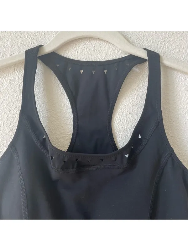 Gigi C Roberta Tank Top Black Size XS Laser Cut Cropped Athleisure Workout - Image 3