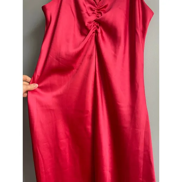 Tahari Bright Pink Slip Dress size Medium Wedding Guest Cocktail Slinky Summer‎ - Image 5