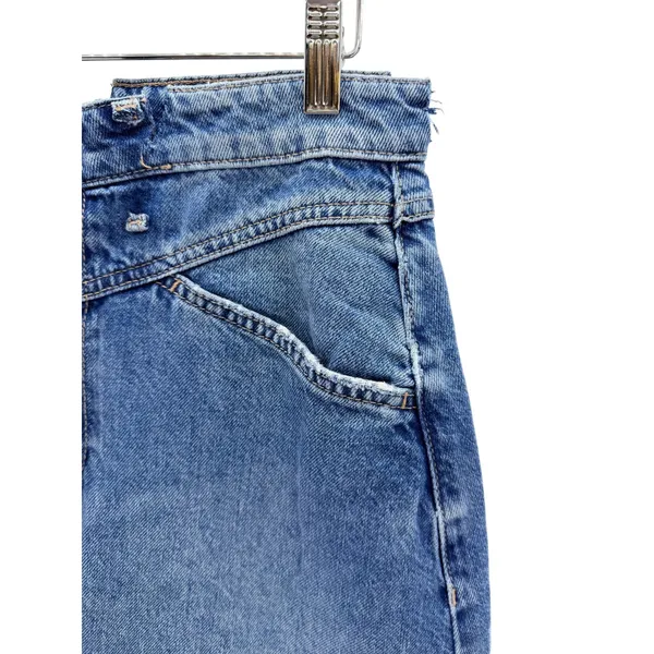 We The Free Free People Come As You Are Denim Maxi Skirt High Rise Blue Long Slit Skirt 32 - Image 4